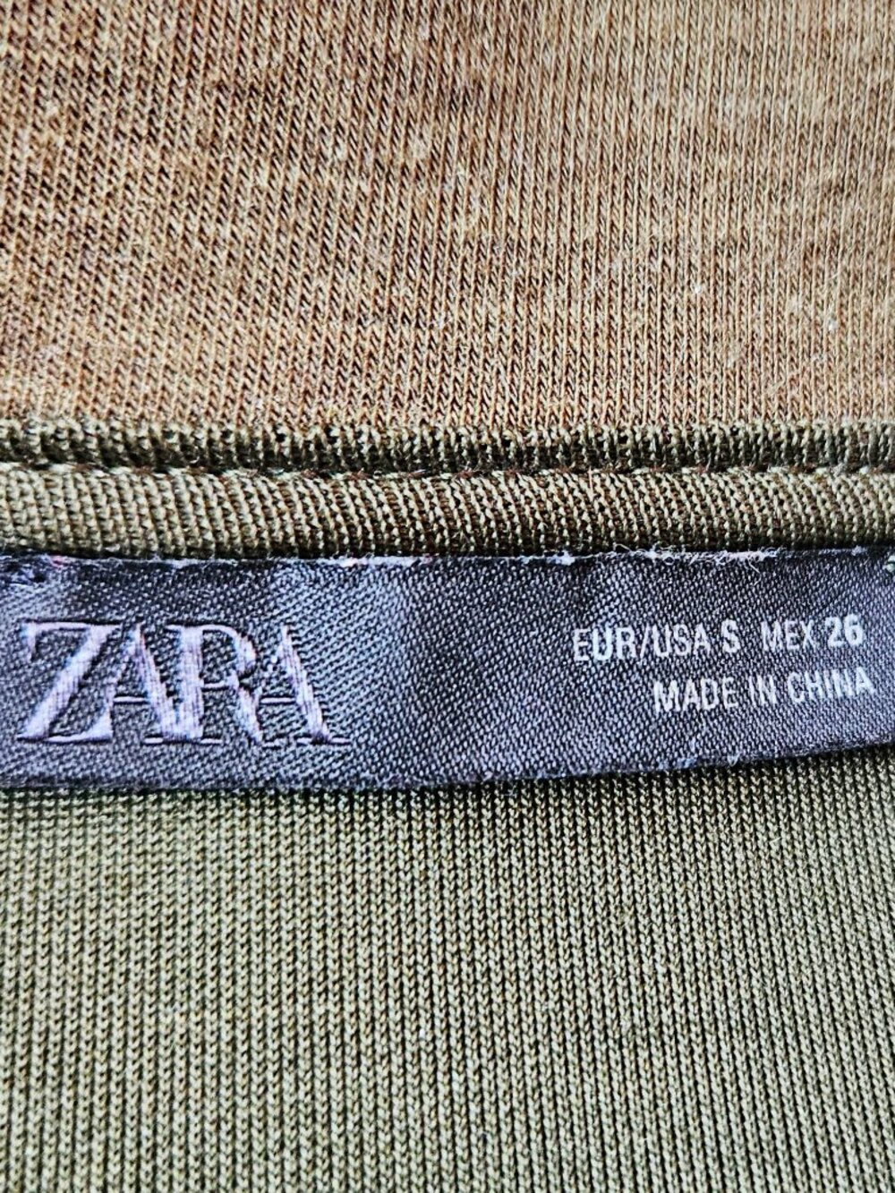 Zara Women's Outfit Set Khaki/Olive Flowy Zip Polo Collar Top Flowy Pants Size S - Picture 7 of 7